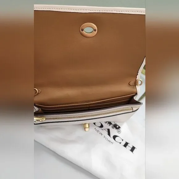 COACH Hayden Foldover QuiltedCrossbody Clutch Bag in Chalk/Cream